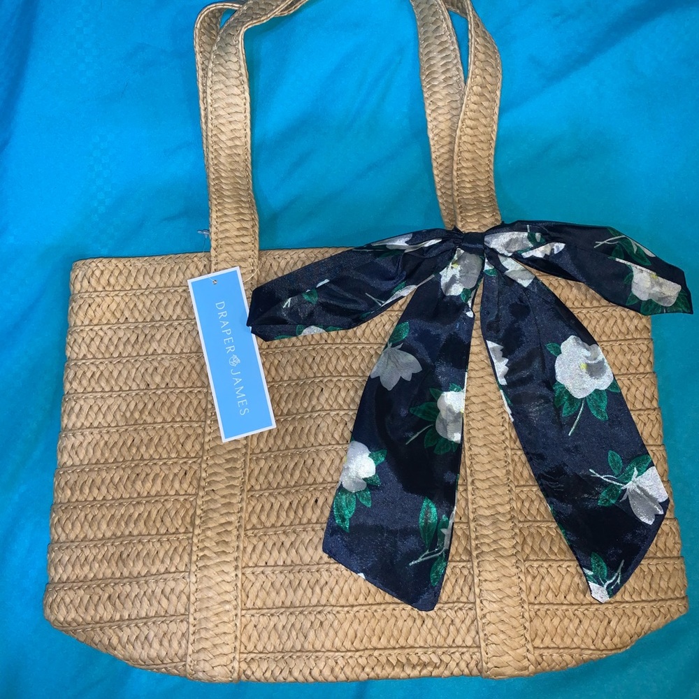 Draper James straw bag with floral scarf